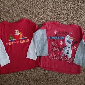2T Holiday themed long sleeved shirts